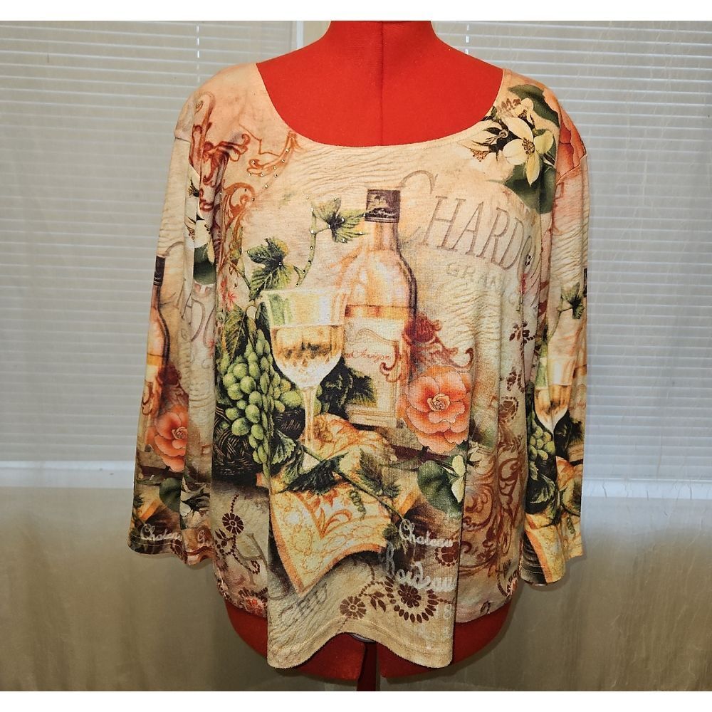 Impulse California Floral and Wine Print Women's Top